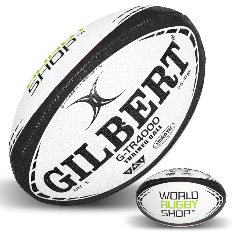 World Rugby Shop X Gilbert GTR4000 Rugby Ball Size 5 Durable Rugby Equipment Triangular Surface Grip 3 Ply Construction Black - Image 2