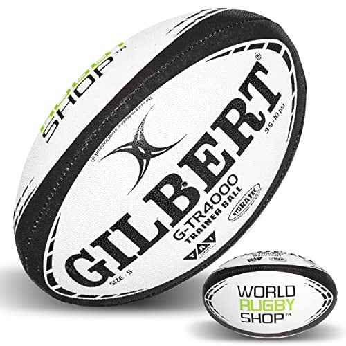 World Rugby Shop X Gilbert GTR4000 Rugby Ball Size 5 Durable Rugby Equipment Triangular Surface Grip 3 Ply Construction Black - Image 1