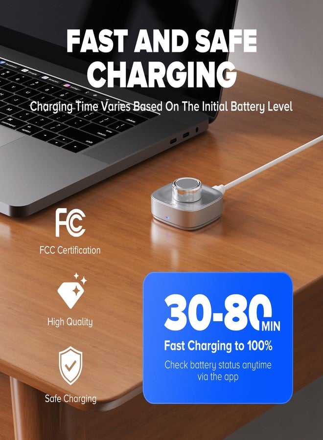 Vokelater Ring Chager Compatible with Ou-ra Ring4, Fast Charge for Ou-ra Ring Gen 4 of Size 8, Charging Dock with USB-C Cable (Light Silver) - Image 4