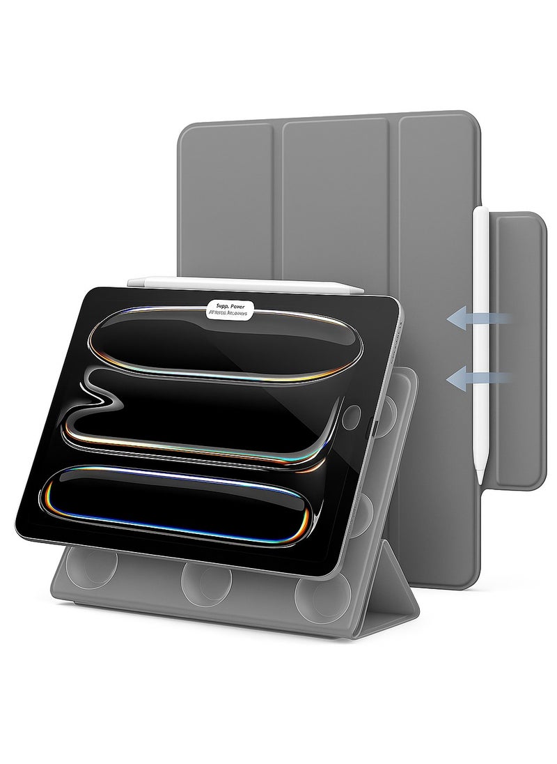 Protect PROTECT iPad Pro 13-inch (2024) Magnetic Cover | Trifold Stand | Auto Sleep/Wake | Silicone | Grey | Model: MIPADP13SBLK  - Image 1