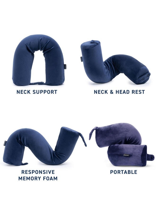 بروكستون وسادة سفر بروكستون تويست من إسفنج الذاكرة حر الشكل قابلة للتعديل، وسادة دوارة لدعم الرقبة والذقن وأسفل الظهر والساق، باللون الأزرق - Image 3