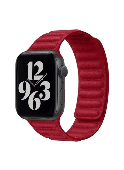 Adjustable Leather Loop Wristband with Strong Magnetic Closure for Apple Watch Series 42/44mm