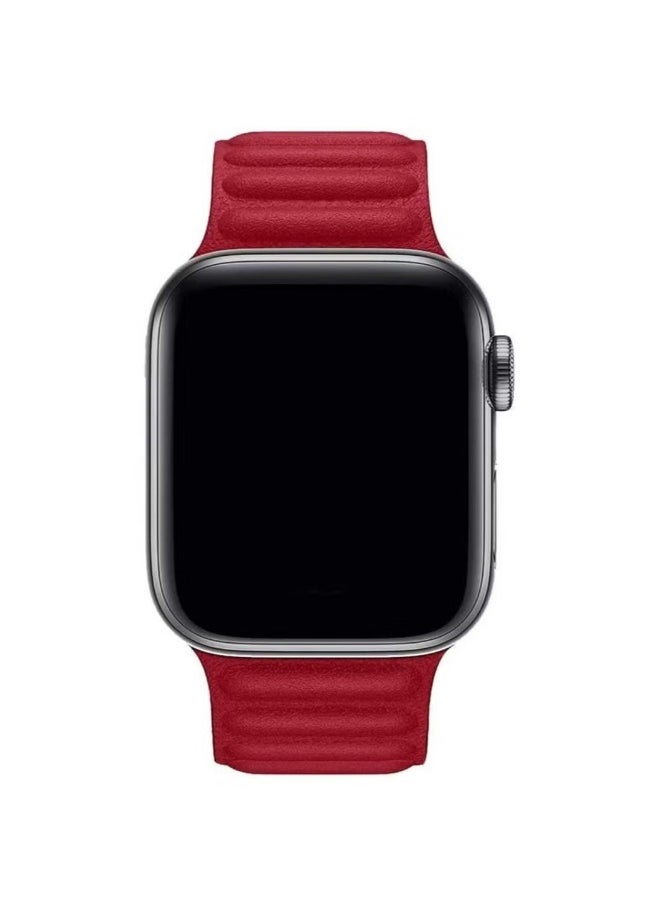 Adjustable Leather Loop Wristband with Strong Magnetic Closure for Apple Watch Series 42/44mm