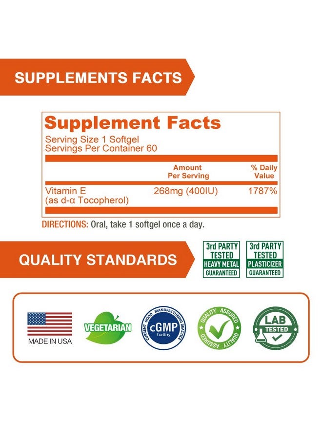 لوفيتا كبسولات هلامية ناعمة من فيتامين إي من لوڤيتا بتركيز 400 وحدة دولية، فيتامين إي طبيعي بتركيز 268 ملجم (على هيئة ألفا توكوفيرول د)، فيتامين إي نباتي لصحة البشرة والشعر والأظافر ودعم الجهاز المناعي، 60 كبسولة هلامية نباتية (عبوة من 3 قطع) - Image 4