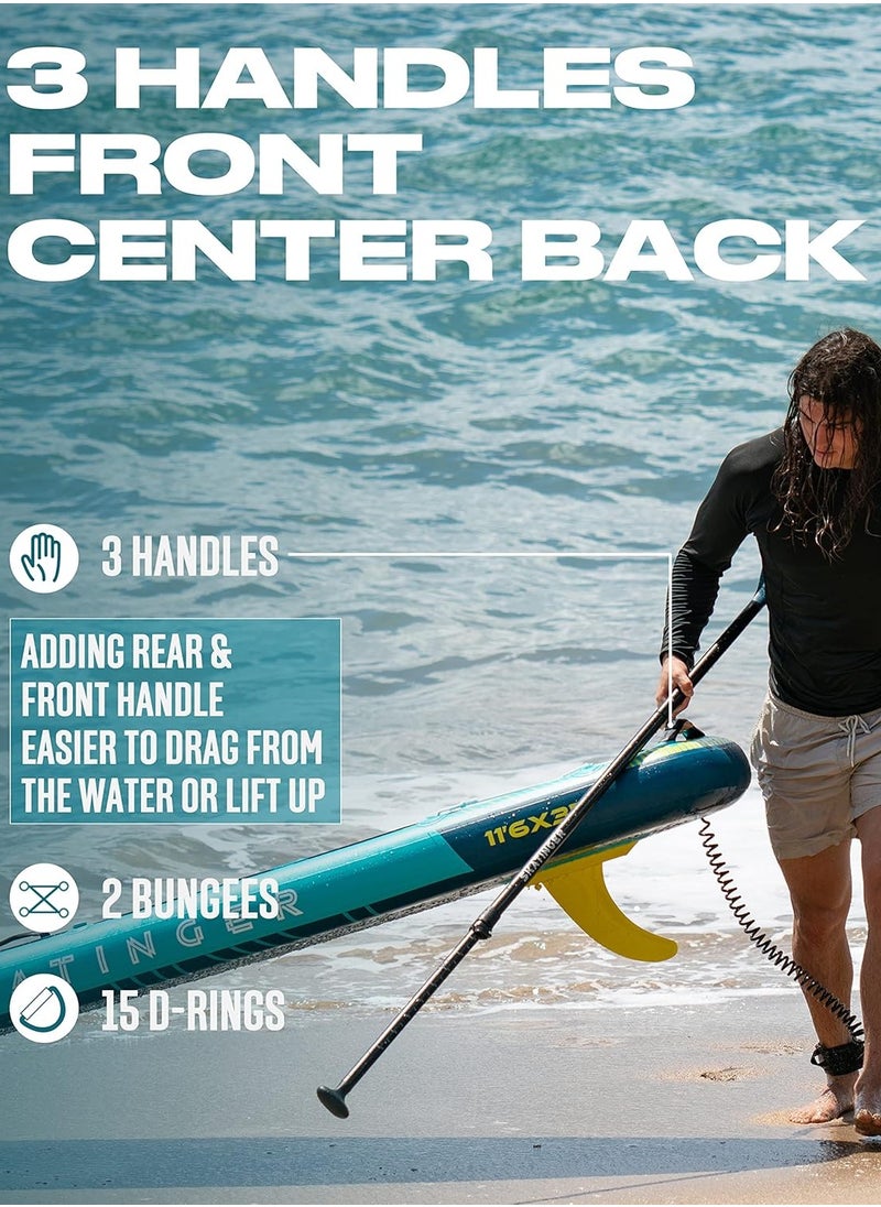 Skatinger Skatinger 11'6×35" Super Wide Inflatable Stand Up Paddle Board, Ultra Stable Wide SUP for 2+1 People/Family/Big Size w/Shoulder Strap, 100L Backpack, All-Round Sup Board, US Fin - Meteor Blue  - Image 2