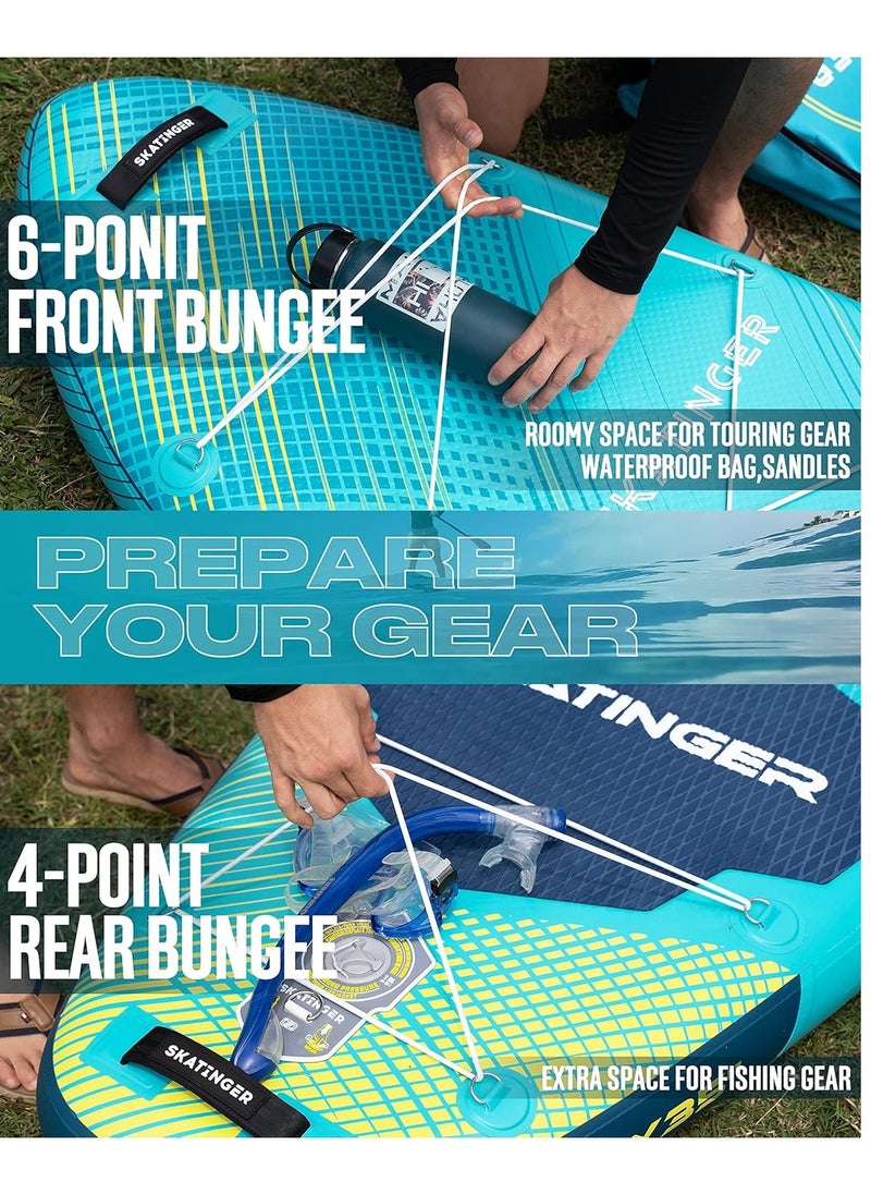 Skatinger Skatinger 11'6×35" Super Wide Inflatable Stand Up Paddle Board, Ultra Stable Wide SUP for 2+1 People/Family/Big Size w/Shoulder Strap, 100L Backpack, All-Round Sup Board, US Fin - Meteor Blue  - Image 4