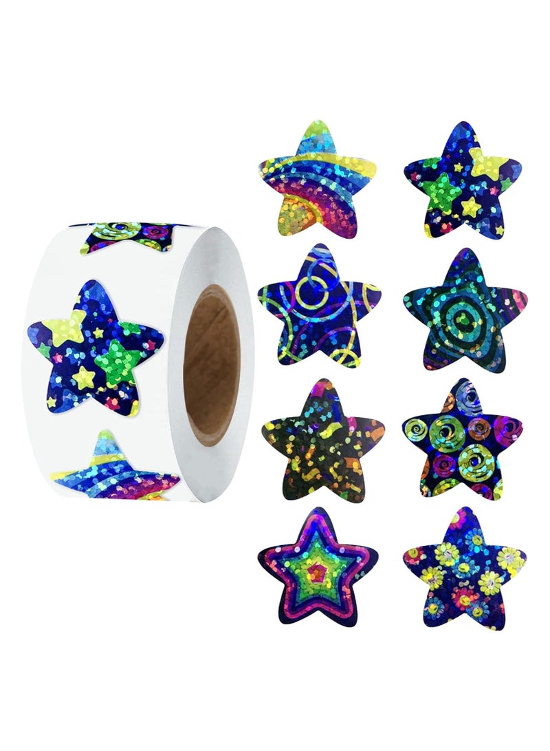 Star Stickers for Kids Reward,500Pcs 1Inch Colorful Rainbow Star Stickers Roll, Self-Adhesive Shiny Star Stickers Labels for DIY Crafts Homework School Classroom Teacher Supply - Image 1