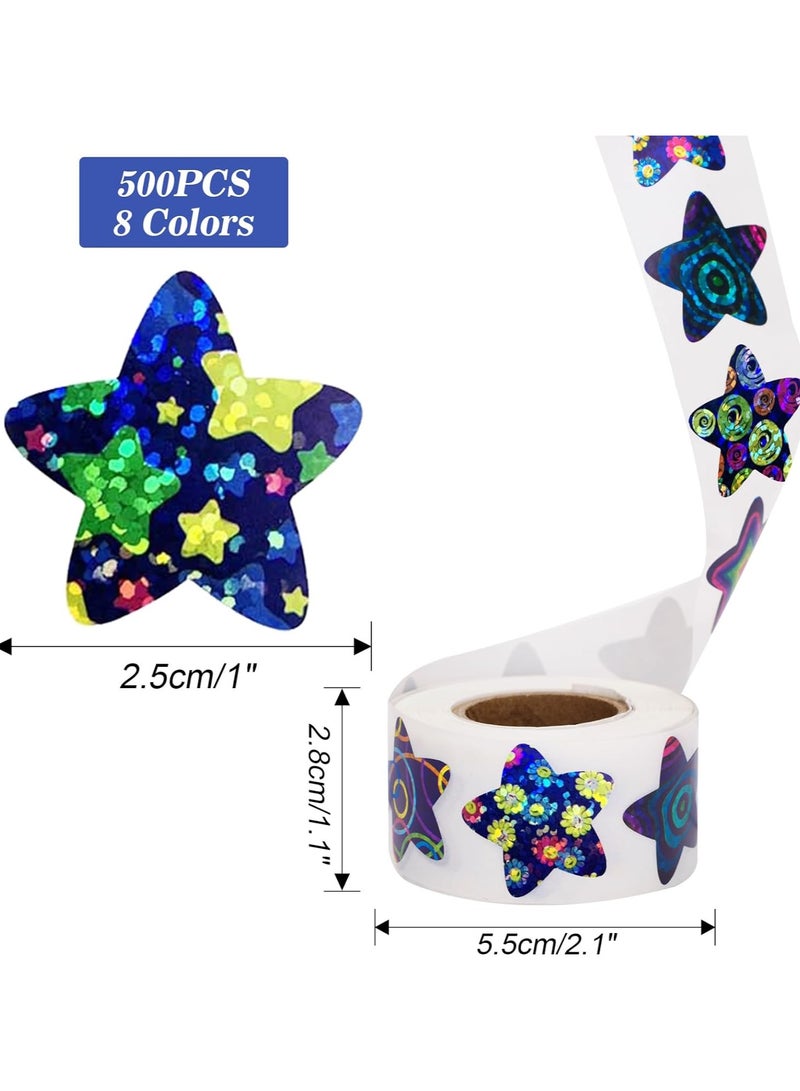 Star Stickers for Kids Reward,500Pcs 1Inch Colorful Rainbow Star Stickers Roll, Self-Adhesive Shiny Star Stickers Labels for DIY Crafts Homework School Classroom Teacher Supply - Image 3