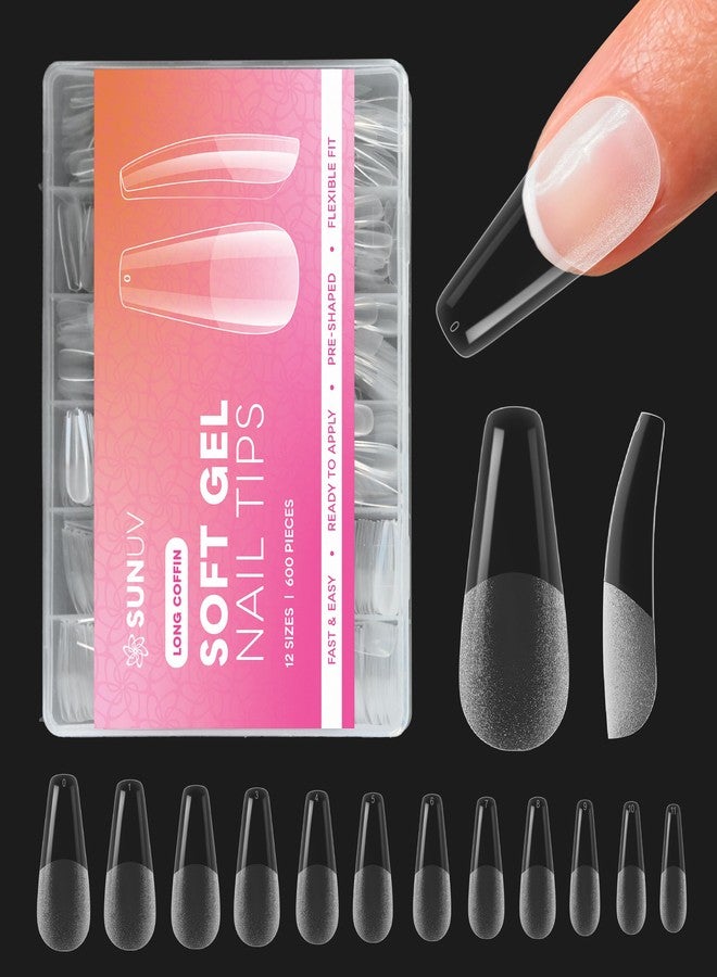 SUNUV Long Coffin Nail Tips 600 PCS Pre-shaped Full Cover Fake Nails Acrylic Press On Nails for Salon and DIY at Home - Image 1