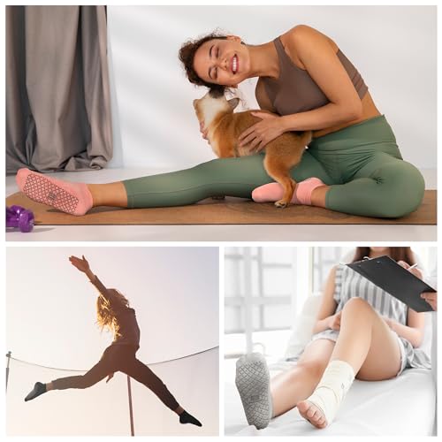 unenow Unisex Non Slip Grip Socks with Cushion for Yoga Pilates Barre Home & Hospital - Image 4