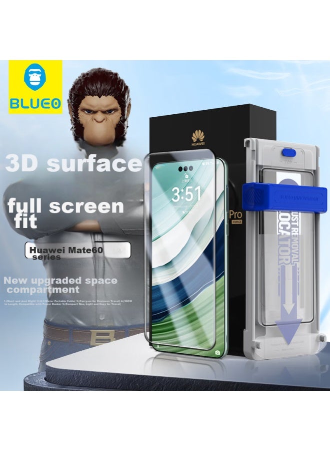 Blueo Blue Gorilla Tempered Glass Screen Protector For Huawei Mate60 Pro/pro+/rs, Curved Full Adhesive Anti-fingerprint Shatterproof Protective Film - Image 1