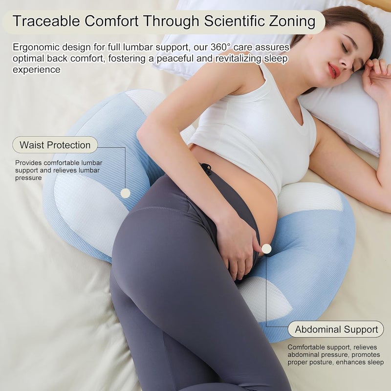 pobopobo Maternity Pillow for Pregnant Women - Pregnancy Pillow for Comfort & Support, Perfect for Side Sleeping, Back Pain Relief, Soft Maternity Pillows for Women - Image 3