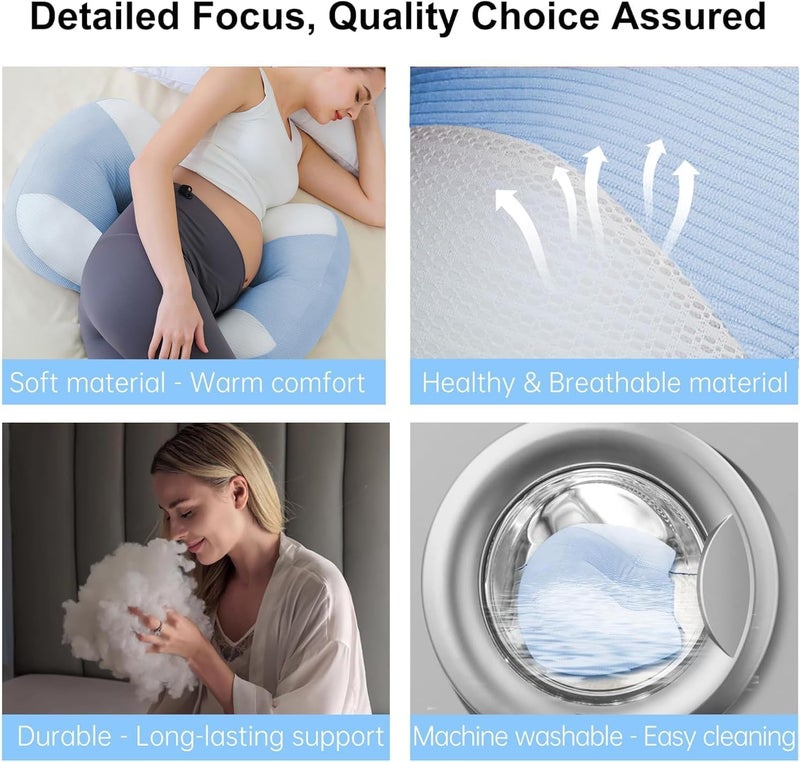 pobopobo Maternity Pillow for Pregnant Women - Pregnancy Pillow for Comfort & Support, Perfect for Side Sleeping, Back Pain Relief, Soft Maternity Pillows for Women - Image 5