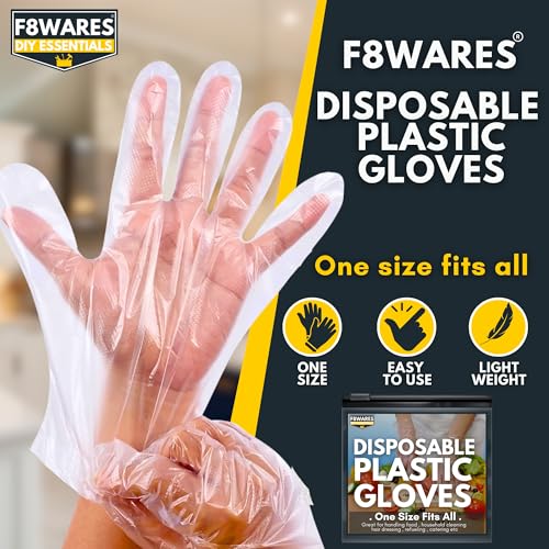 F8WARES Disposable Gloves - Transparent Hand Gloves for Cooking Food Grade - Use and Throw Polythene Plastic Gloves for Home, Kitchen, Dish Washing (PACK OF 200) - Image 2