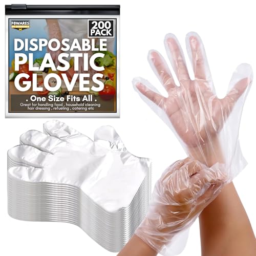 F8WARES Disposable Gloves - Transparent Hand Gloves for Cooking Food Grade - Use and Throw Polythene Plastic Gloves for Home, Kitchen, Dish Washing (PACK OF 200) - Image 1