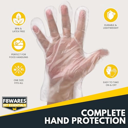 F8WARES Disposable Gloves - Transparent Hand Gloves for Cooking Food Grade - Use and Throw Polythene Plastic Gloves for Home, Kitchen, Dish Washing (PACK OF 200) - Image 5