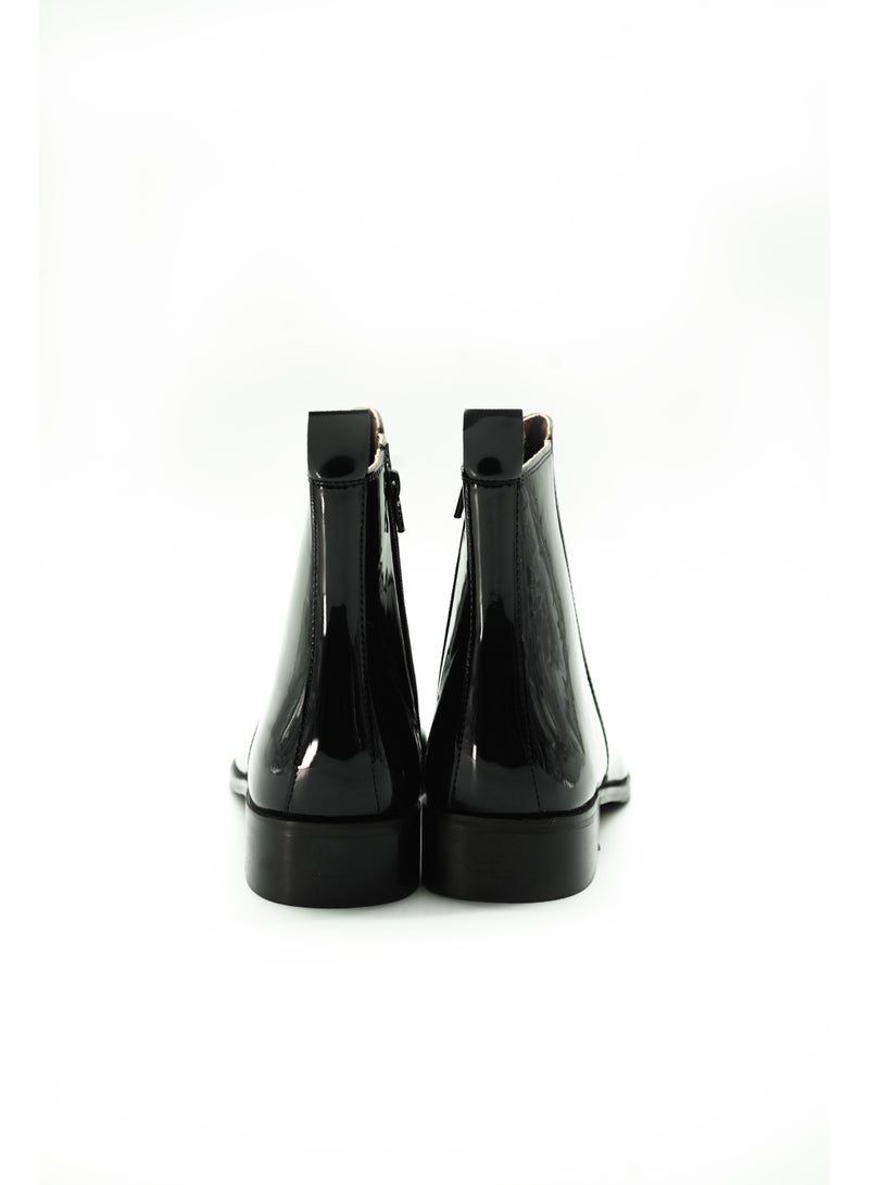 Brenvick Vittorio Men's Black Patent Square-Toe Chelsea Boots - Premium Glossy Ankle Boots - Image 5