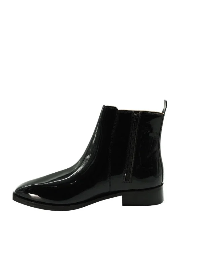 Brenvick  Brenvick Vittorio Men's Black Patent Square-Toe Chelsea Boots - Premium Glossy Ankle Boots for Men | Best Price UAE