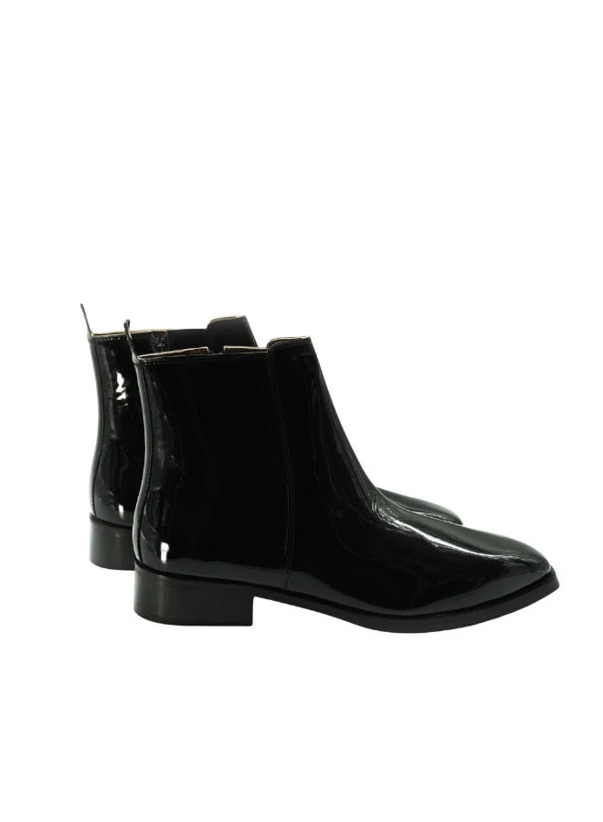 Brenvick  Brenvick Vittorio Men's Black Patent Square-Toe Chelsea Boots - Premium Glossy Ankle Boots for Men | Best Price UAE