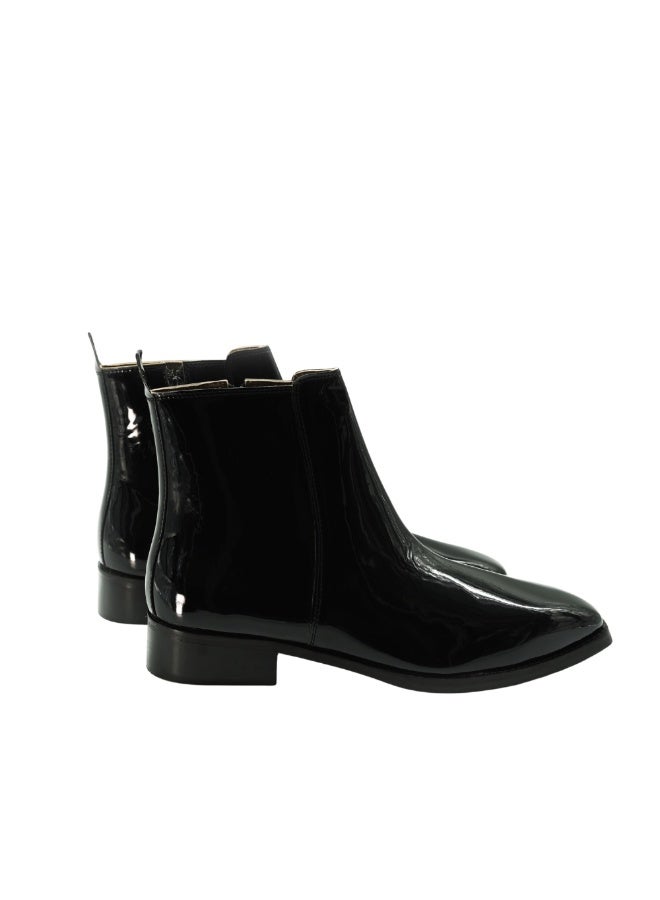 Brenvick Vittorio Men's Black Patent Square-Toe Chelsea Boots - Premium Glossy Ankle Boots - Image 5