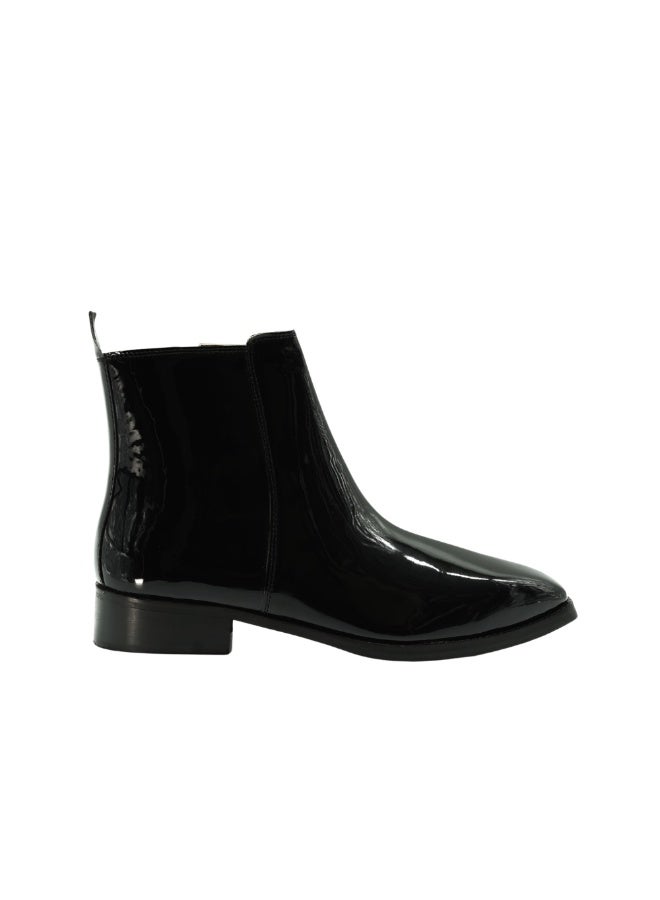Brenvick Vittorio Men's Black Patent Square-Toe Chelsea Boots - Premium Glossy Ankle Boots - Image 1