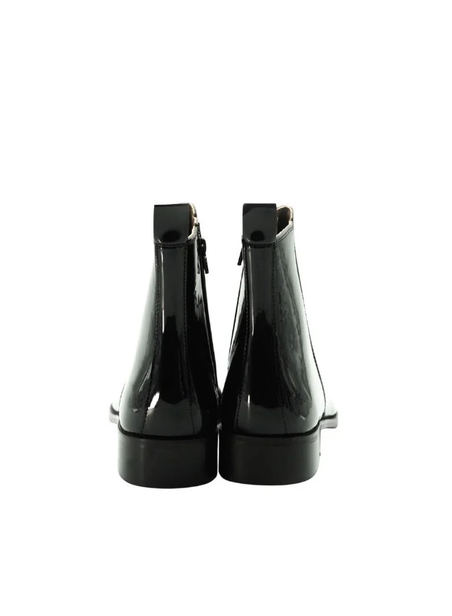 Brenvick  Brenvick Vittorio Men's Black Patent Square-Toe Chelsea Boots - Premium Glossy Ankle Boots for Men | Best Price UAE