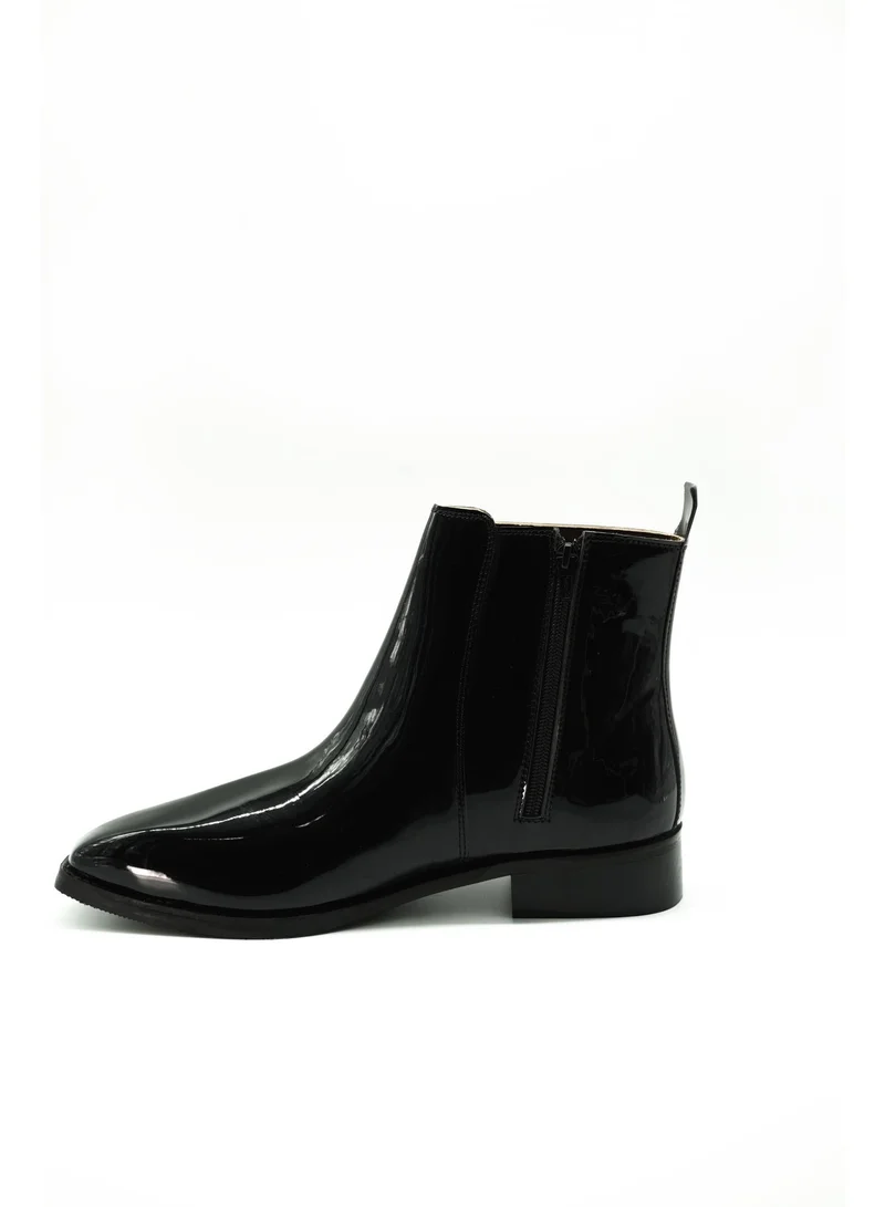 Brenvick Brenvick Vittorio Men's Black Patent Square-Toe Chelsea Boots - Premium Glossy Ankle Boots