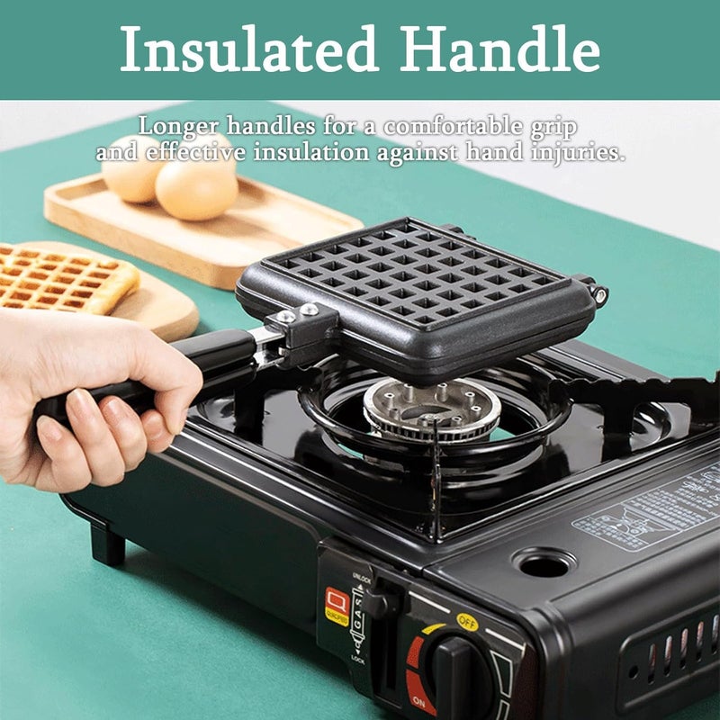 ASPENX Waffle BakingWaffle Iron Household Kitchen Gas NonStick Traditional Waffle Maker Pan Mould Stovetop Belgium Waffler Press Plate Cooking Baking Tool - Image 3