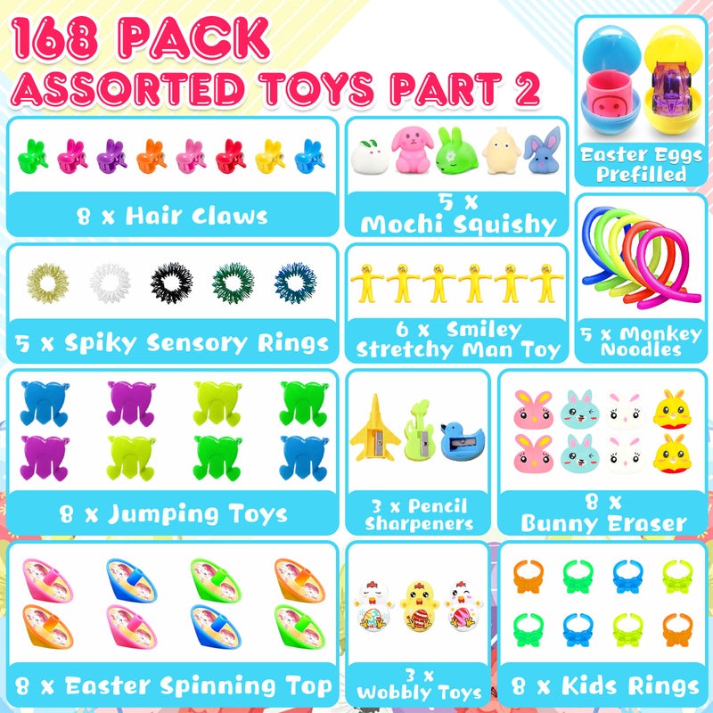 LINAYE 336 PCS Prefilled Easter Eggs Bulk with Toys Inside - 168 Packs Pre Filled Stuffed Eggs with 168 Party Favors for Easter Egg Hunt, Gifts, Basket Stuffers, Party Favors for Kids - Image 4