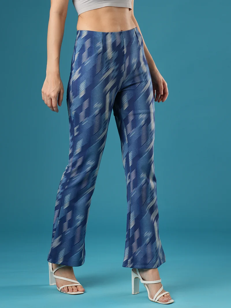 جلو باص جلوبس نسائي بنطلون هازي مطبوع بخصر متوسط مطاطي بقصة ضيقة وأرجل واسعة