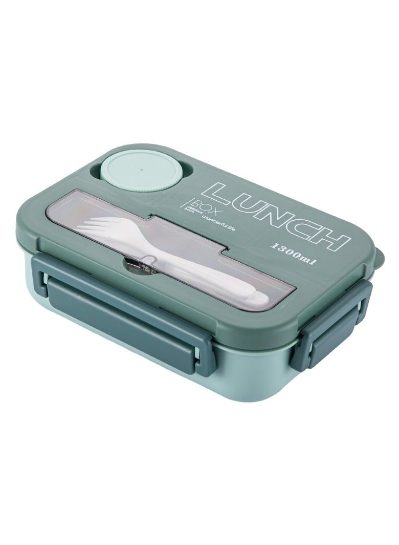 Kids Bento Lunch Box, Lunch Containers for School with 4 Compartments, Utensils and Sauce Container, 1300ml - Image 1