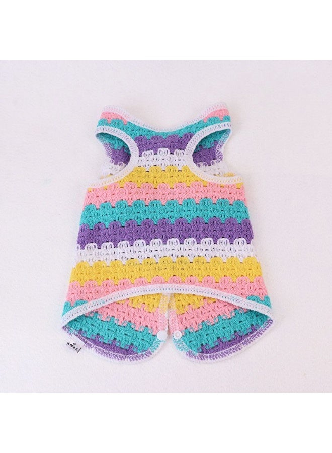 A.M colorful, crocheted cat or dog sweater featuring a design resembling the popular Hello Kitty character - Image 3