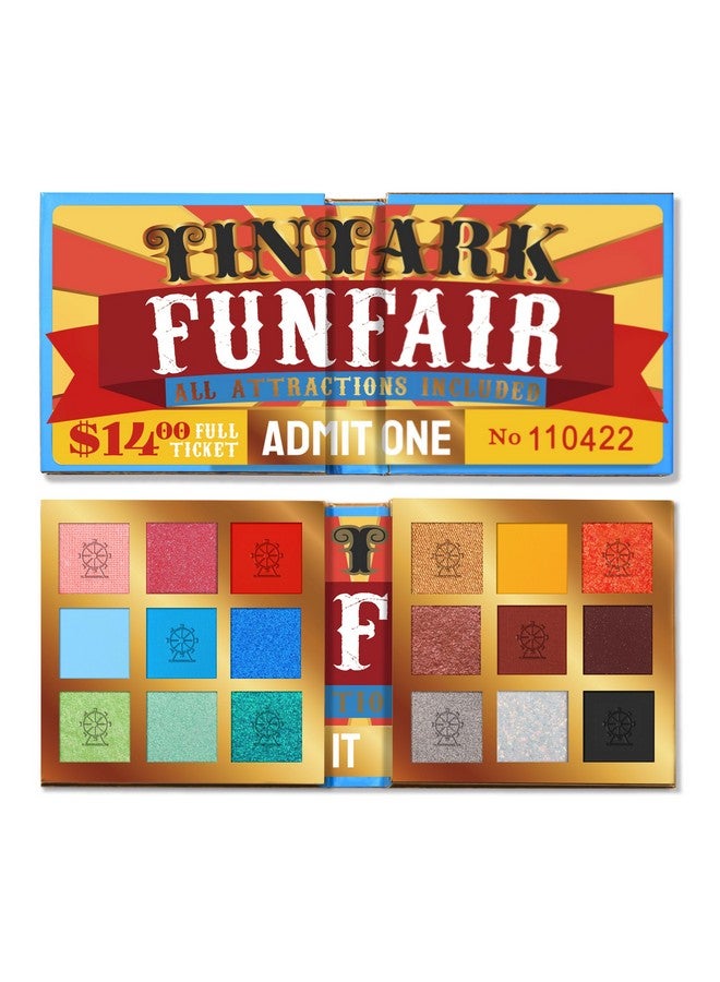 Tintark 18 Color Funfair Eyeshadow Palette Carnival Party Eyeshadows Gold Slivery Black White Yellow Orange Brown Bronzer Red Blue Purple Green Eye Shadow Palettes Glitter Matte Shimmer - Image 1
