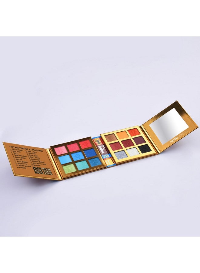 Tintark 18 Color Funfair Eyeshadow Palette Carnival Party Eyeshadows Gold Slivery Black White Yellow Orange Brown Bronzer Red Blue Purple Green Eye Shadow Palettes Glitter Matte Shimmer - Image 2