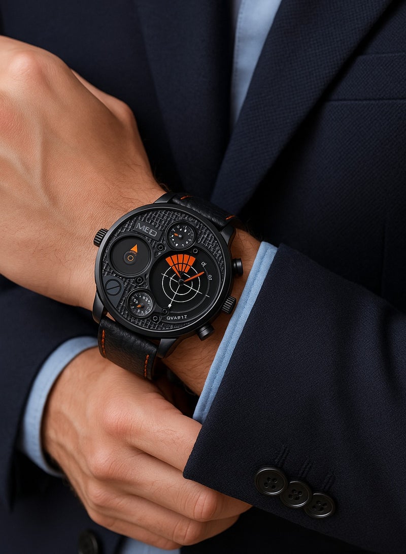 ام اند جي ساعد يد كرونوغراف بسوار جلدي مقاومة للماء للرجال - Image 3