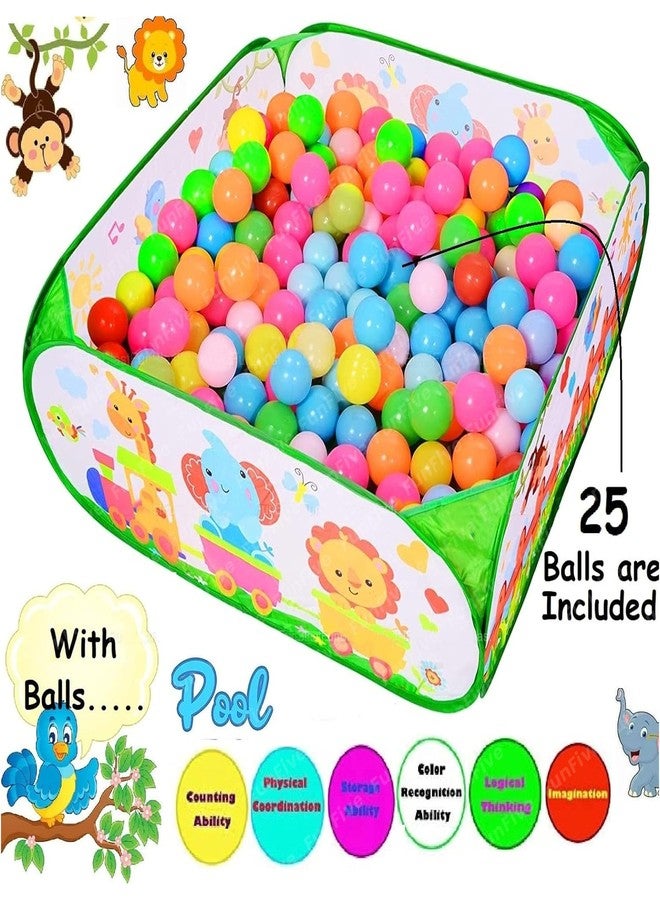 FunFive Ball Pool for Kids - Large Size Foldable Square Activity Play Tent, Ball Pit With 25 Balls - Playground Tent House - Image 4