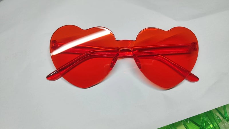 Generic Transparent Jelly Heart Sunglasses Unisex light red