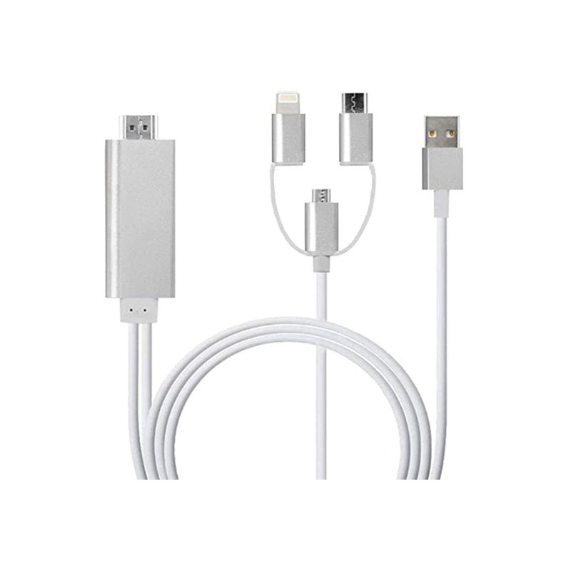 SOLARAE 3 in 1 HDMI Adapter Cable, Phone to HDMI Cable Digital Audio Mirror, Mobile Phone Screen to TV Projector Monitor 1080P HDTV Adapter for All System Devices - Image 1