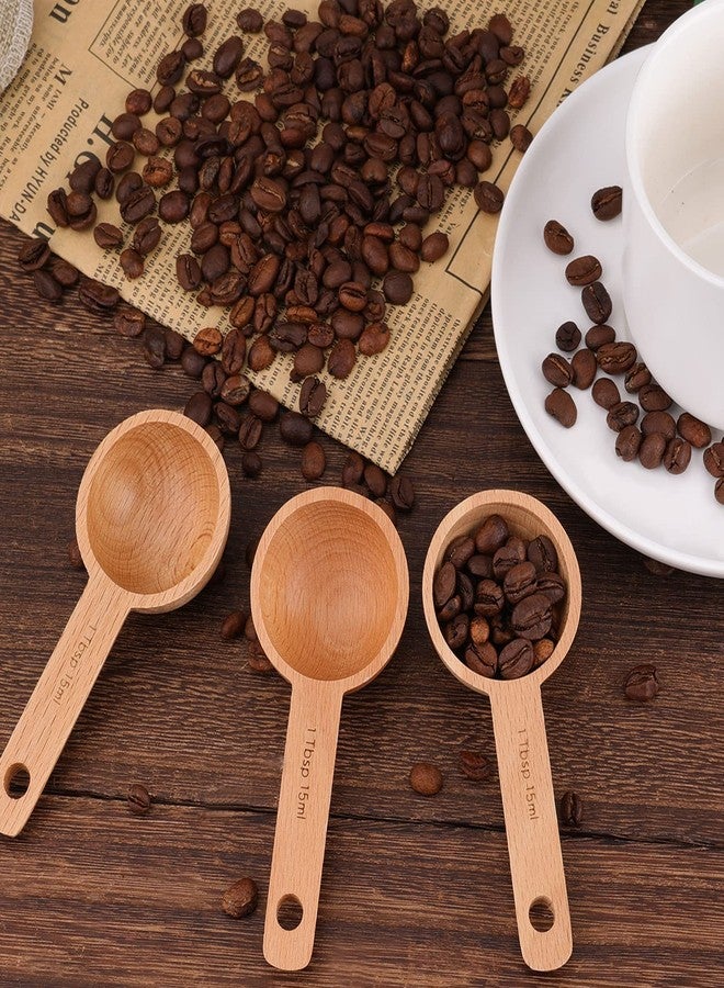 AIEX 4pcs 15ml Wood Coffee Scoops, Coffee Spoon in Beech Wooden Measuring Spoons Set Ground Coffee Scoop 1 Tablespoon for Measuring Ground Beans Tea Home Kitchen Accessories - Image 5