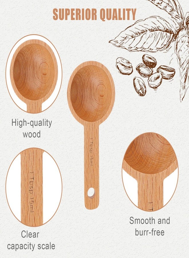 AIEX 4pcs 15ml Wood Coffee Scoops, Coffee Spoon in Beech Wooden Measuring Spoons Set Ground Coffee Scoop 1 Tablespoon for Measuring Ground Beans Tea Home Kitchen Accessories - Image 3