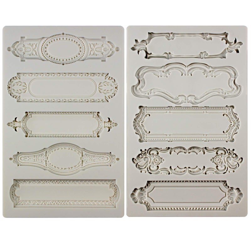 FUNSHOWCASE Baroque Style Silicone Molds 2-count Plaque and Object Labels - Image 1