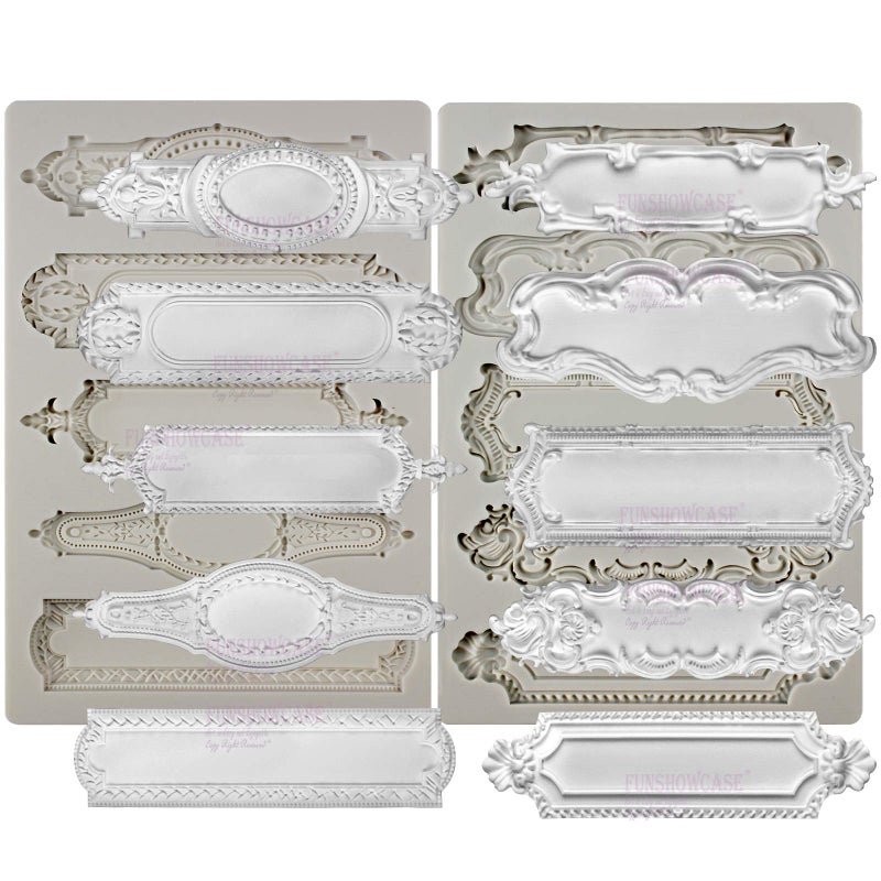 FUNSHOWCASE Baroque Style Silicone Molds 2-count Plaque and Object Labels - Image 2