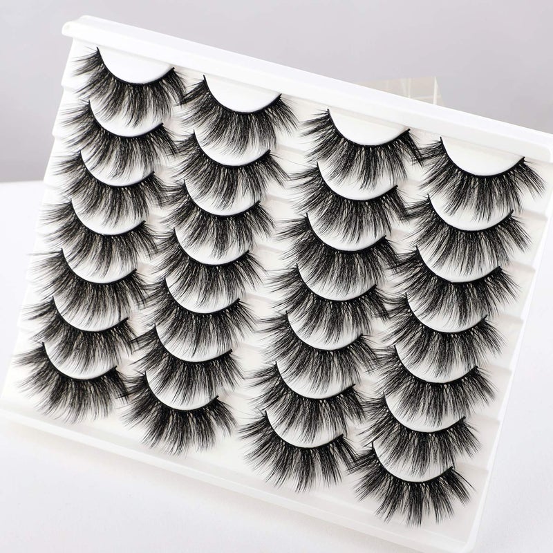 Newcally Lashes False Eyelashes Dramatic 20MM Faux Mink Lashes Pack 14 Pairs Wispy Long Thick Volume Strip Eye Lashes Multipack - Image 2