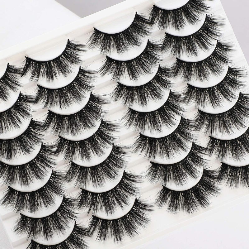 Newcally Lashes False Eyelashes Dramatic 20MM Faux Mink Lashes Pack 14 Pairs Wispy Long Thick Volume Strip Eye Lashes Multipack - Image 3