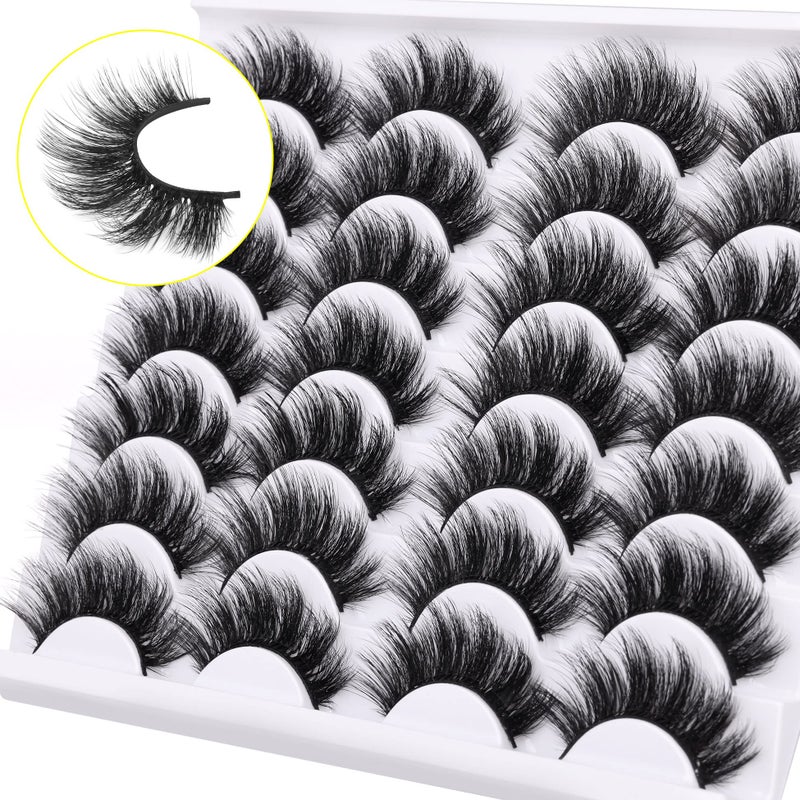 Newcally Lashes False Eyelashes Dramatic 20MM Faux Mink Lashes Pack 14 Pairs Wispy Long Thick Volume Strip Eye Lashes Multipack - Image 5