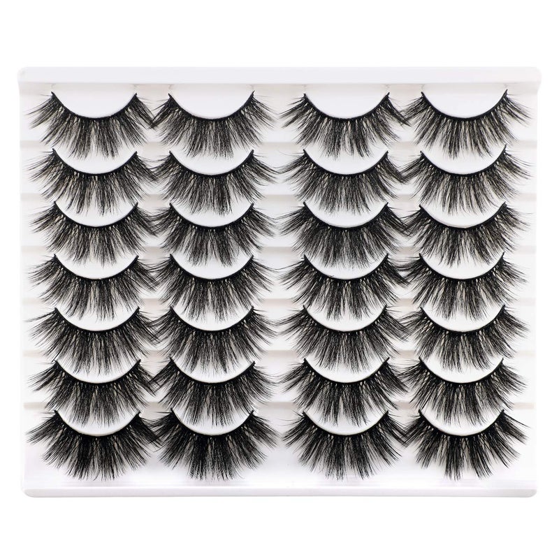 Newcally Lashes False Eyelashes Dramatic 20MM Faux Mink Lashes Pack 14 Pairs Wispy Long Thick Volume Strip Eye Lashes Multipack - Image 1