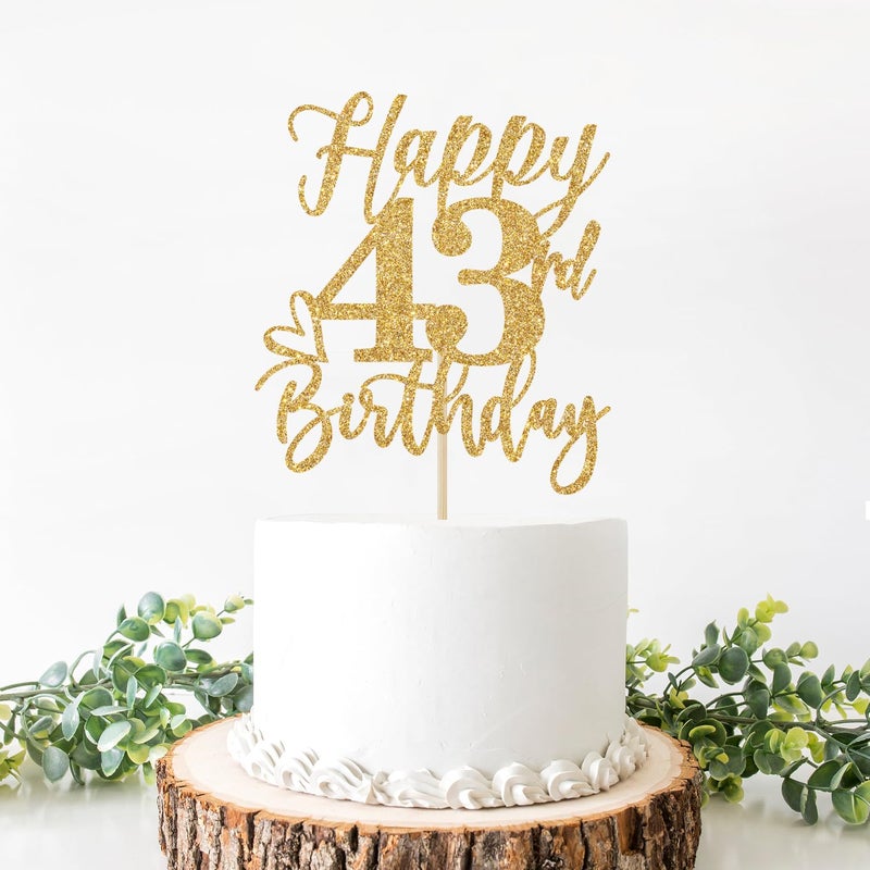 Yotawebery Happy 43rd Birthday Cake Topper  43rd Birthday Decorations  Cheers to 43 Years  Hello 43  43rd Happy Birthday Party Supplies Gold Glitter - Image 2