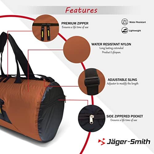 Jager_Smith Jager-Smith GB 700 Multipurpose Gym Bag with Shoe Compartment (Mud Brown) - Image 4