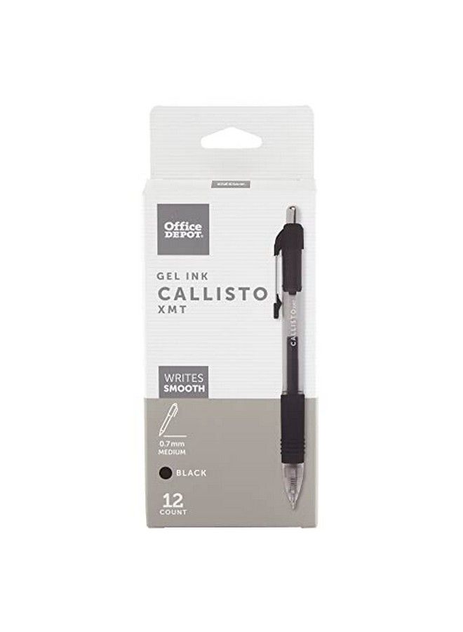 Office Depot Softgrip Retractable Gel Pens Medium Point 0.7 Mm Transparent Black Barrel Black Ink Pack Of 12 Pens - Image 1
