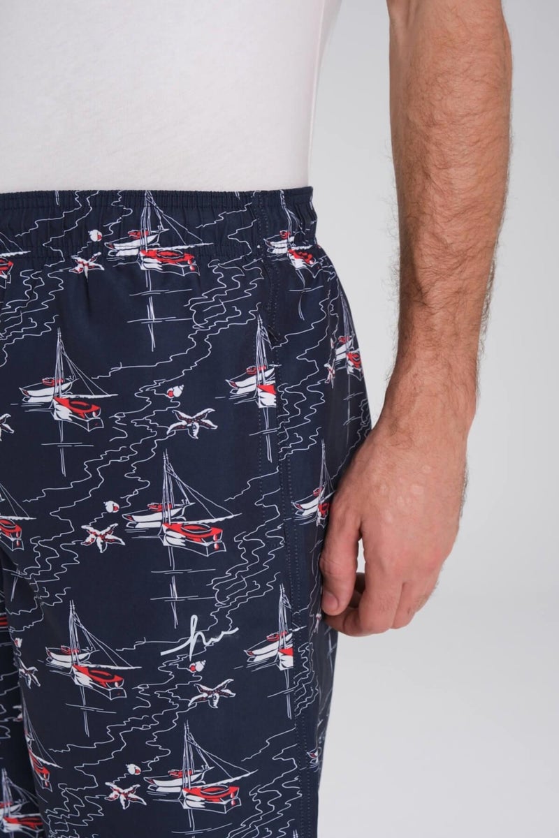 Haşema Patterned Navy Blue Short Men's Pool and Sea Shorts 24-30 - Image 3